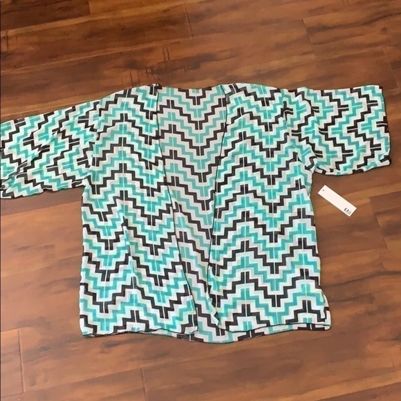 𝅺KAII Chevron Kimono Cardigan Swim Cover Up Duster - Picture 4 of 8
